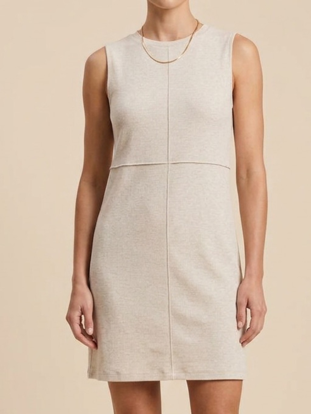 Zara Sleeveless Cream Ribbed Mini Dress
